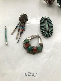 Vintage Sterling Jewelry Lot Missing Stones Damaged Signed Native American 86g