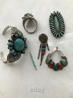 Vintage Sterling Jewelry Lot Missing Stones Damaged Signed Native American 86g