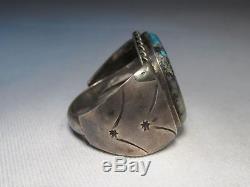 Vintage Sterling Mens Huge Old Pawn Navajo Morenci Turquoise Ring Sz 10 C489