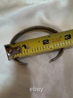 Vintage Sterling Native American Cuffed Bracelet with brass accent Signed MT 2.5