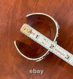 Vintage Sterling Native American Navajo Kingsman Turquoise Coral Bracelet Cuff