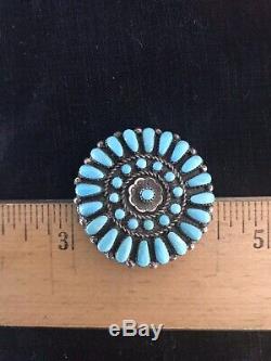 Vintage Sterling Native American Zuni Petit point Pin/Pendant Turquoise