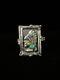 Vintage Sterling Navajo Native Chief Portrait Frame Turquoise Adjus Ring
