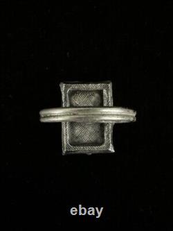 Vintage Sterling Navajo Native Chief Portrait Frame Turquoise Adjus Ring
