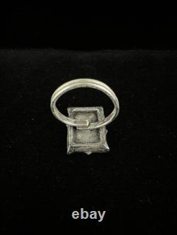 Vintage Sterling Navajo Native Chief Portrait Frame Turquoise Adjus Ring
