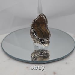 Vintage Sterling Navajo Tiger's Eye Ring Large Statement Signed Native Size 7.75
