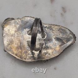Vintage Sterling Navajo Tiger's Eye Ring Large Statement Signed Native Size 7.75