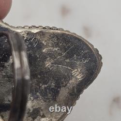 Vintage Sterling Navajo Tiger's Eye Ring Large Statement Signed Native Size 7.75