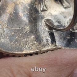 Vintage Sterling Navajo Tiger's Eye Ring Large Statement Signed Native Size 7.75