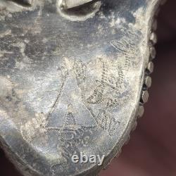 Vintage Sterling Navajo Tiger's Eye Ring Large Statement Signed Native Size 7.75