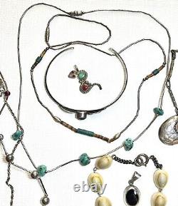 Vintage Sterling Silver 15 Piece Native American Jewelry Lot