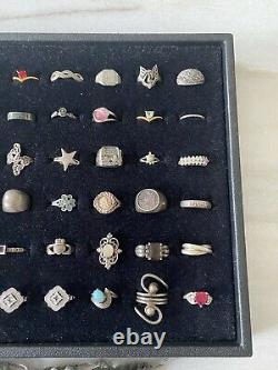 Vintage Sterling Silver 925 72 Piece Ring Jewelry Lot Native American Silpada