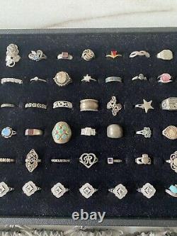 Vintage Sterling Silver 925 72 Piece Ring Jewelry Lot Native American Silpada