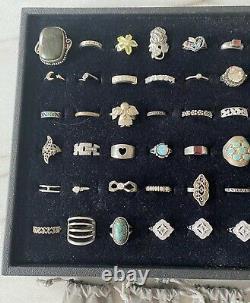 Vintage Sterling Silver 925 72 Piece Ring Jewelry Lot Native American Silpada