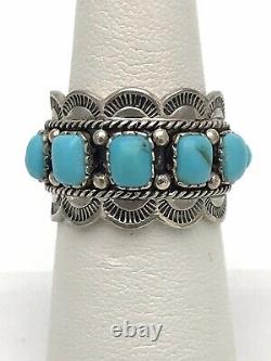 Vintage Sterling Silver 925 Navajo/SouthWest Genuine Turquoise Ring Sz. 6.5