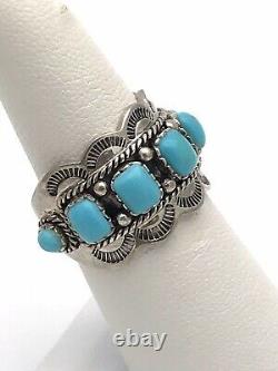 Vintage Sterling Silver 925 Navajo/SouthWest Genuine Turquoise Ring Sz. 6.5