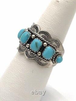 Vintage Sterling Silver 925 Navajo/SouthWest Genuine Turquoise Ring Sz. 6.5