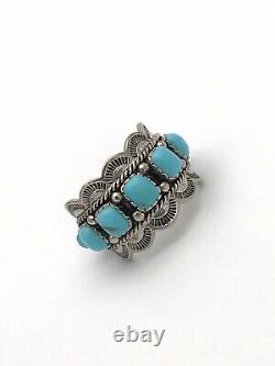 Vintage Sterling Silver 925 Navajo/SouthWest Genuine Turquoise Ring Sz. 6.5