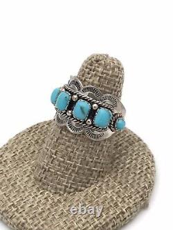 Vintage Sterling Silver 925 Navajo/SouthWest Genuine Turquoise Ring Sz. 6.5