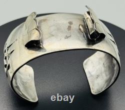 Vintage Sterling Silver 925 Southwestern Watch Cuff 70g Fits 16mm Lug Signed RH