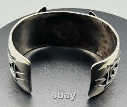 Vintage Sterling Silver 925 Southwestern Watch Cuff 70g Fits 16mm Lug Signed RH
