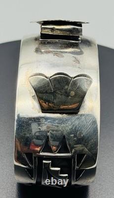 Vintage Sterling Silver 925 Southwestern Watch Cuff 70g Fits 16mm Lug Signed RH