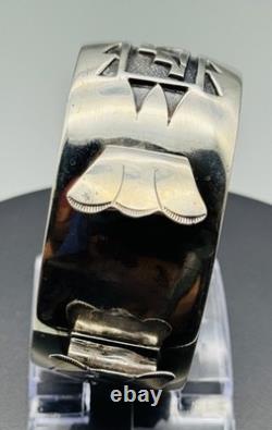 Vintage Sterling Silver 925 Southwestern Watch Cuff 70g Fits 16mm Lug Signed RH