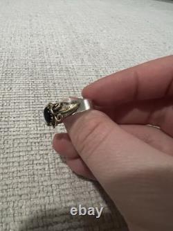 Vintage Sterling Silver And Yellow Gold Native Opal And Garnet Ring