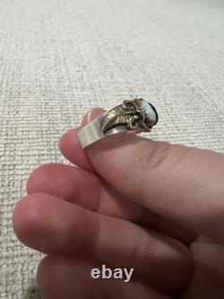 Vintage Sterling Silver And Yellow Gold Native Opal And Garnet Ring