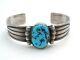 Vintage Sterling Silver Blue Turquoise Cuff Bracelet Jimmy Yazzie Jewelry