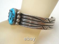 Vintage Sterling Silver Blue Turquoise Cuff Bracelet Jimmy Yazzie Jewelry