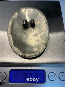 Vintage Sterling Silver Bolo Pendant Turquoise & Red Coral Leaf Design