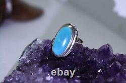 Vintage Sterling Silver Handmade Navajo Native American 14ct Turquoise Ring Sz 9