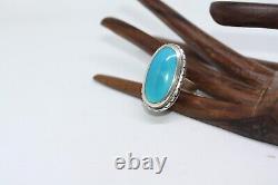 Vintage Sterling Silver Handmade Navajo Native American 14ct Turquoise Ring Sz 9