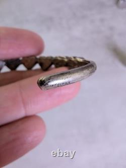 Vintage Sterling Silver Heart Cuff Bracelet Turquoise Malachite Chip Inlay 925