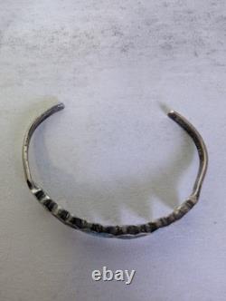 Vintage Sterling Silver Heart Cuff Bracelet Turquoise Malachite Chip Inlay 925