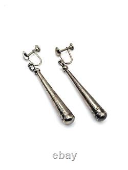 Vintage Sterling Silver Hollow Cone Earrings 3D Screw Backs Native American