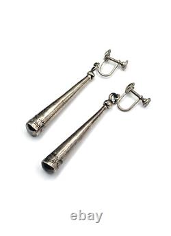 Vintage Sterling Silver Hollow Cone Earrings 3D Screw Backs Native American