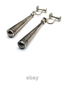 Vintage Sterling Silver Hollow Cone Earrings 3D Screw Backs Native American