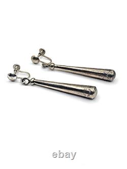 Vintage Sterling Silver Hollow Cone Earrings 3D Screw Backs Native American