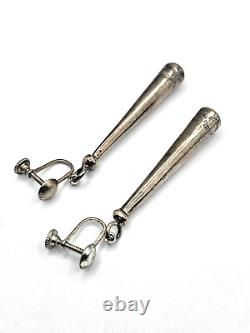 Vintage Sterling Silver Hollow Cone Earrings 3D Screw Backs Native American
