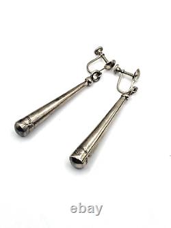 Vintage Sterling Silver Hollow Cone Earrings 3D Screw Backs Native American