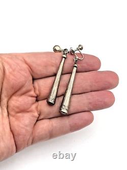 Vintage Sterling Silver Hollow Cone Earrings 3D Screw Backs Native American