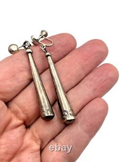 Vintage Sterling Silver Hollow Cone Earrings 3D Screw Backs Native American