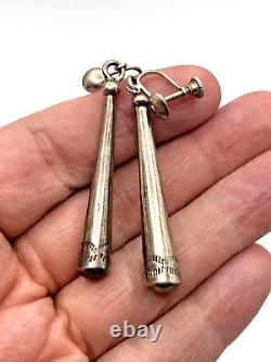 Vintage Sterling Silver Hollow Cone Earrings 3D Screw Backs Native American