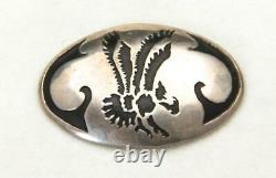 Vintage Sterling Silver Hopi Eagle Pin Brooch Oval Native American Jewelry