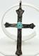 Vintage Sterling Silver Large Turquoise Navajo Cross Pendant 3 1/2