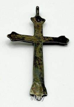 Vintage Sterling Silver Large Turquoise Navajo Cross Pendant 3 1/2