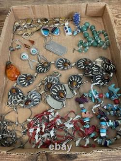 Vintage Sterling Silver, Military, Navajo, Necklaces, Earrings, Jewelry Lot