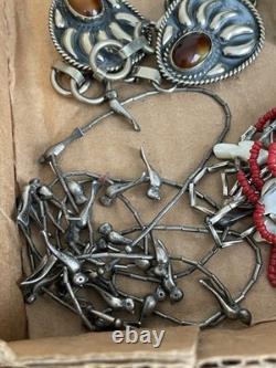 Vintage Sterling Silver, Military, Navajo, Necklaces, Earrings, Jewelry Lot